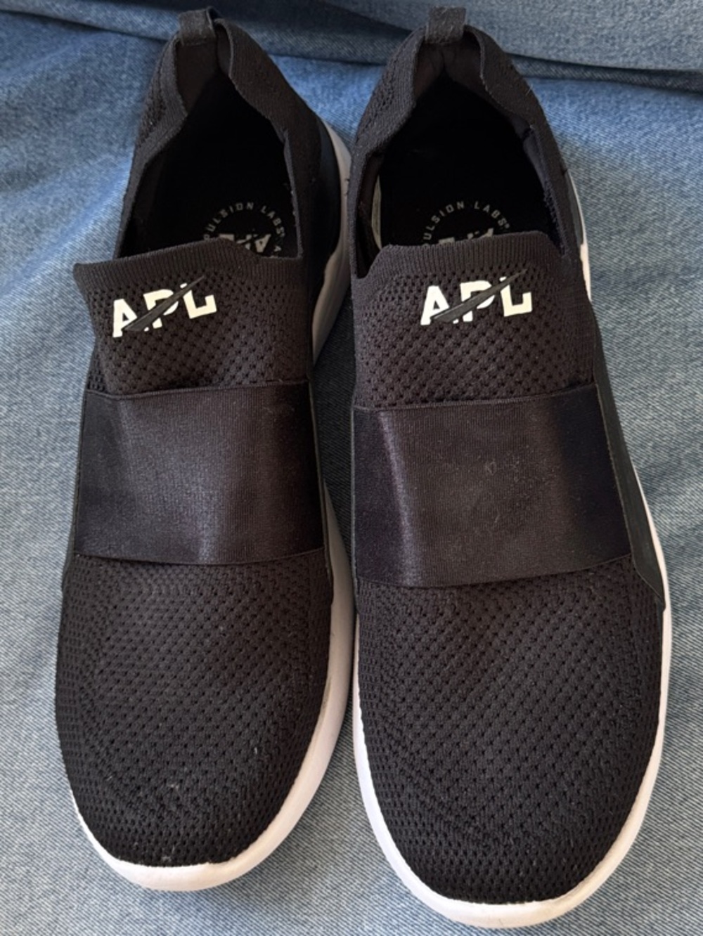 APL Men’s Black Knit Slip-On Sneakers with White Sole